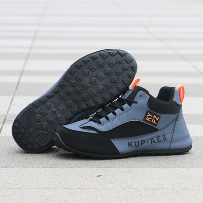 2024 High-Top Casual Fashion Sneakers for Men - All-Season Lace-Up Comfortable Soft Sole Running Shoes with Stripes and Graphics, Round Toe Fabric Sports Footwear