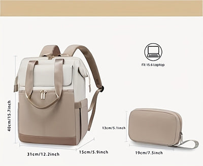 Stylish Women'S Convertible Laptop Backpack - Soft Shell Nylon, Multiple Compartments, Zipper Closure, Ideal for School, Travel & Leisure, Available in Gray, Pink, Blue, Red, Black, Backpack for School