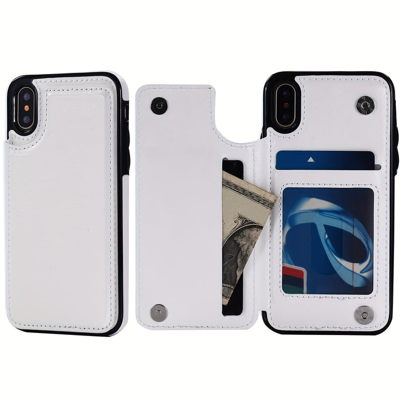 جراب iPhone قابل للطي من الجلد الصناعي عالي الجودة مع فتحات للبطاقات وحامل مقاوم للصدمات متوافق مع موديلات مختلفة بما في ذلك X XR XS Max 11 pro 12 pro 13 pro 14 15 16 SE 6 7 8 plus
