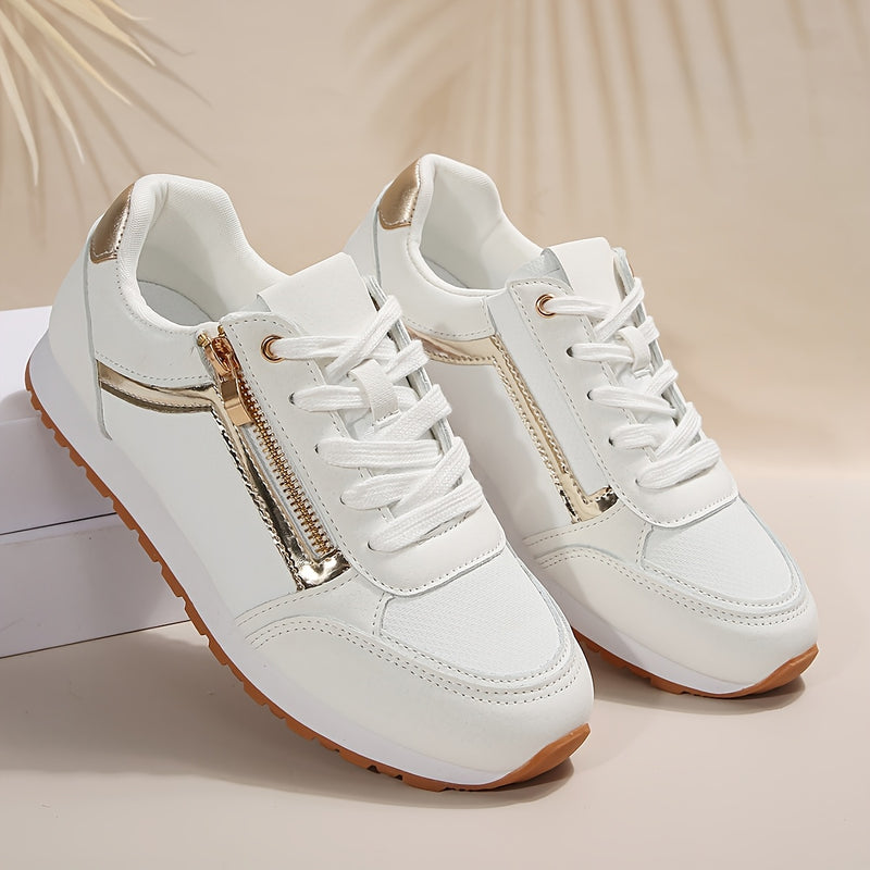 YMM980-91 Platinum Edge Zipper Fashion College Style Trendy Lace-Up Comfortable Lightweight Breathable Soft Versatile Non-Slip Outdoor Hiking Road Running Shoes Casual Sports Footwear