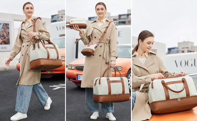 مجموعة حقائب سفر بسيطة ذات سعة كبيرة، حقيبة يد خفيفة الوزن بسحاب، حقيبة محمولة للاستخدام اليومي مع حزام قابل للفصل، حقيبة للجنسين للاستخدام اليومي