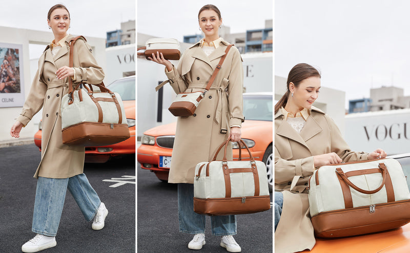 مجموعة حقائب سفر بسيطة ذات سعة كبيرة، حقيبة يد خفيفة الوزن بسحاب، حقيبة محمولة للاستخدام اليومي مع حزام قابل للفصل، حقيبة للجنسين للاستخدام اليومي