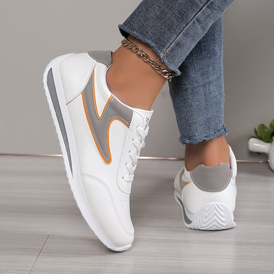 Women's Simple Platform Sneakers, Casual Lace Up Outdoor Shoes, Comfortable Low Top Shoes