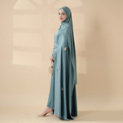 Women'S Elegant Muslim Abaya - Heavy Rhinestone-Embellished Long Sleeve Shawl Robe with Batwing Sleeves & Floor-Length Design, Loose Fit Islamic Dress for Ramadan, Prayer, Daily Wear - Modest Muslim Clothing (MOA067), Abaya F