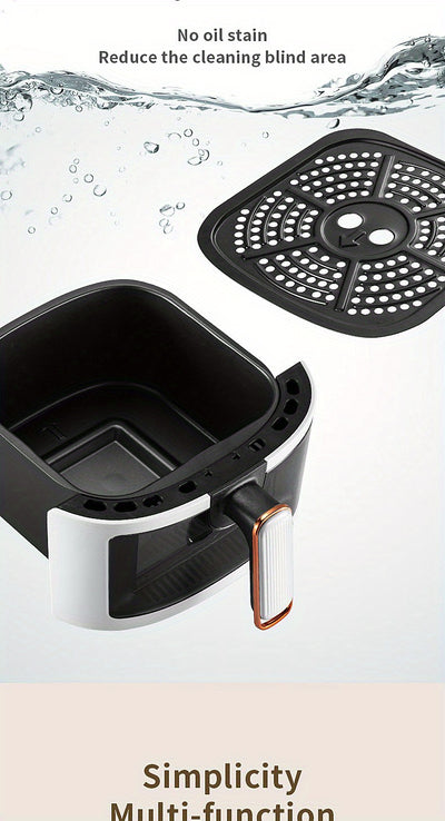 6L Large Capacity Air Fryer with Transparent Viewing Window, Smart Touch Panel, Adjustable Timer & Temperature Control, High Borosilicate Glass Liner, British Specification Plug, Safe for Use at Home or Restaurants, Air Fryer