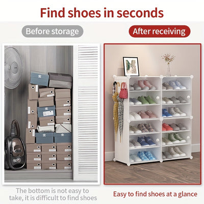 Expandable Shoe Rack with Doors - Portable Organizer for 8-60 Pairs of Shoes, Boots & Slippers - No Assembly Required