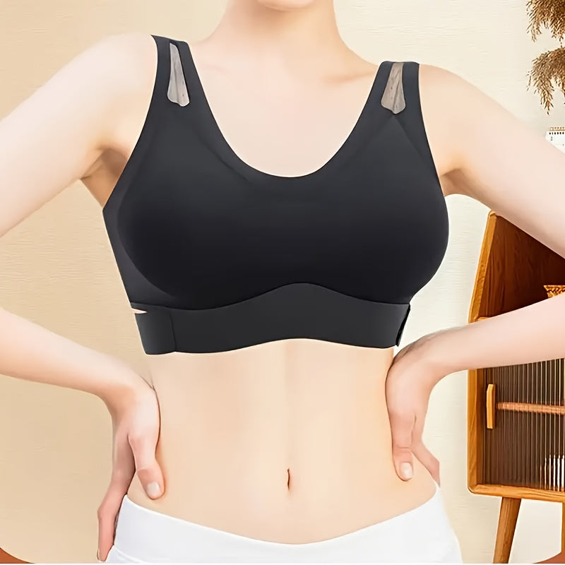 Seamless Rechargeable Massage Bra - Wireless, Push-Up Sports Bra with Cross-Back Design, Enhanced Support, Ideal for Mother&