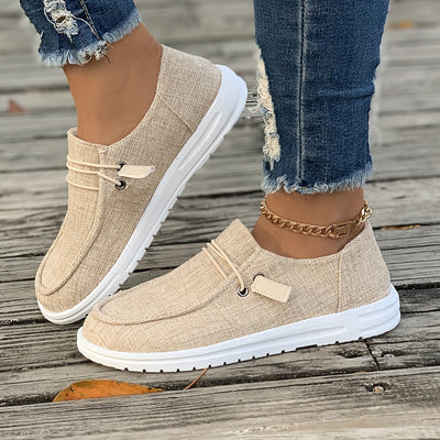 Women's Simple Flat Canvas Shoes, Casual Lace Up Outdoor Shoes, Lightweight Low Top Sneakers