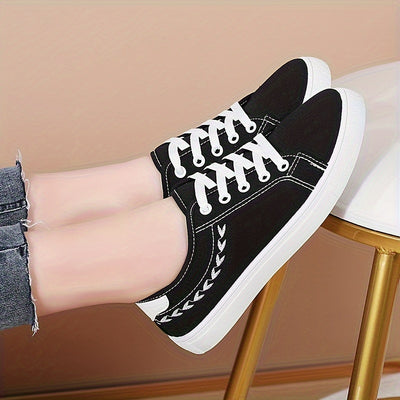 Women's Simple Canvas Shoes, Casual Lace Up Outdoor Shoes, Comfortable Low Top Sneakers