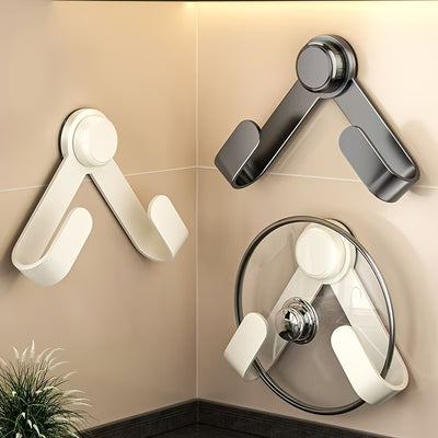 AnYabong Foldable Space-Saving Kitchen Organizer - Multi-Functional Hooks for Pot Lids, Cutting Boards & Utensils, Durable Metal with Super Absorption, Waterproof Design, Polished Finish (Black/White), Kitchen Organizers And