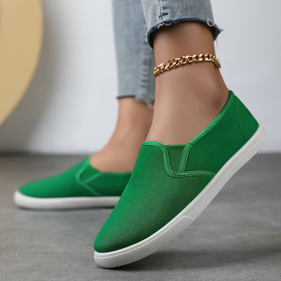 Women's Simple Solid Color Canvas Shoes, Casuals Slip On Outdoor Shoes, Lightweight Low Top Shoes