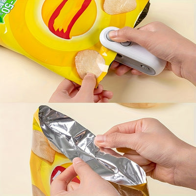 1pc Snack Packaging Bag Sealer, Built-in Lithium Battery USB Rechargeable Mini Household Sealer, Portable Mini Sealer for Picnic Outings, Hand-pressed Plastic Sealer, Plastic Bag Sealing Artifact, Suitable for Sealing Snack B