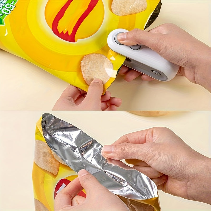 1pc Snack Packaging Bag Sealer, Built-in Lithium Battery USB Rechargeable Mini Household Sealer, Portable Mini Sealer for Picnic Outings, Hand-pressed Plastic Sealer, Plastic Bag Sealing Artifact, Suitable for Sealing Snack B