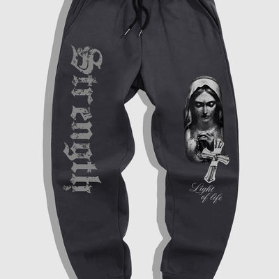 Men'S Casual Sports Joggers with Gothic Print of The Virgin Mary from The Renaissance.