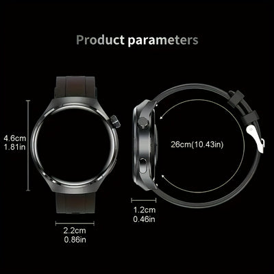 Men's Outdoor Sports Smartwatch - Wireless Calling, Full Touch HD Screen, Multiple Sport Modes, Step and Calorie Counter, USB Rechargeable Silicone Strap - Ideal Gift for Him, Communication Device | Round Face Watch with Wall