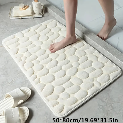 1pc Anti Slip Pebble Pattern Soft Absorbent Foot Pads for Bathroom, Bedroom & Kitchen - Absorbs water and reduces slipping