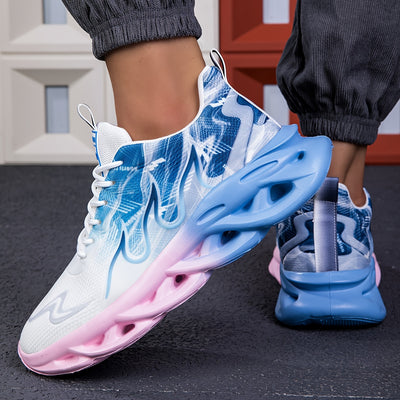 Men'S Breathable Sports Sneakers - Lightweight, Comfortable, Casual & Athletic Shoes with Lace-Up Closure, Stylish Blue & White Design, Ideal for Daily Fitness Training, Outdoor Activities, and Casual Wear, Athletic Footwear