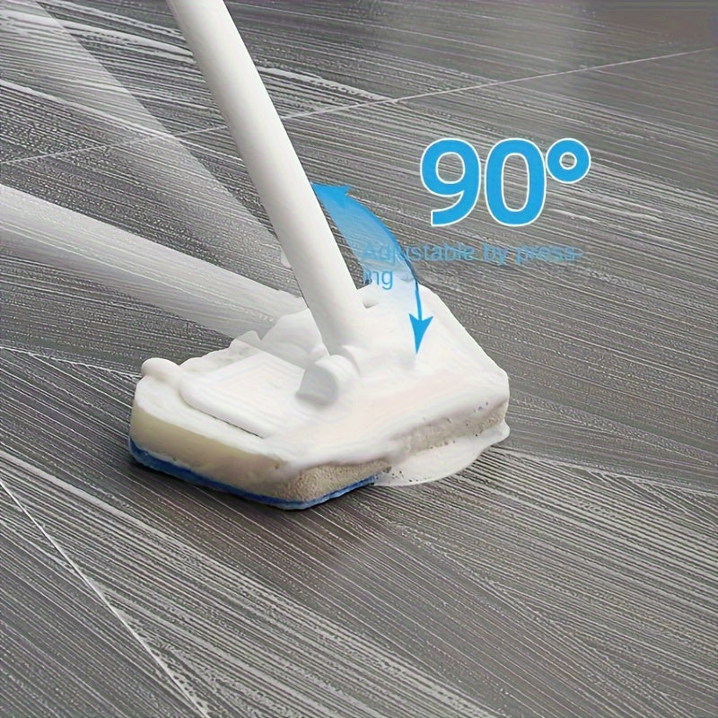 Long Handle Bathroom Wall and Floor Cleaning Brush with Removable Sponge Head - Ergonomic Durable Plastic Handle, Suitable for Tiles, Bathtubs, Mosaics Scrubbing - Multifunctional Household Cleaning Tool, No Electricity Requi