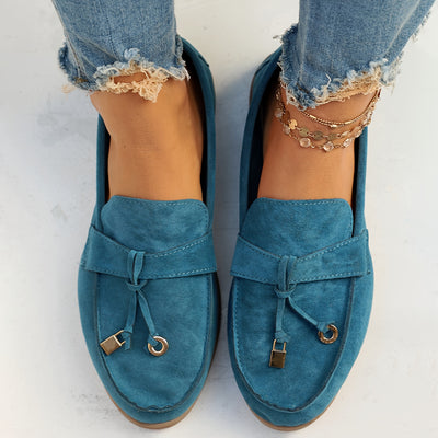 Women's Flat Shoes, Casual Slip On Outdoor Shoes, Comfy Walking Shoes With Solid Color Pendant