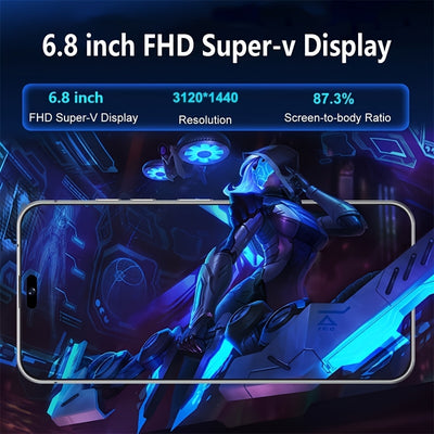 I16 Pro Max 2025 New 6.8" HD Large Display Smartphone, Multi-function Unlocked Phone, 12+512GB, Front And Rear HD Camera, 6800 MAh Large Capacity Battery, With Data Cable, Suitable For Birthday Gifts