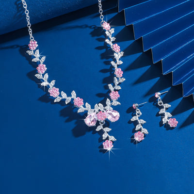 A set of 3 elegant and fashionable flower necklaces, earrings, and jewelry, suitable for dance parties and daily gift giving