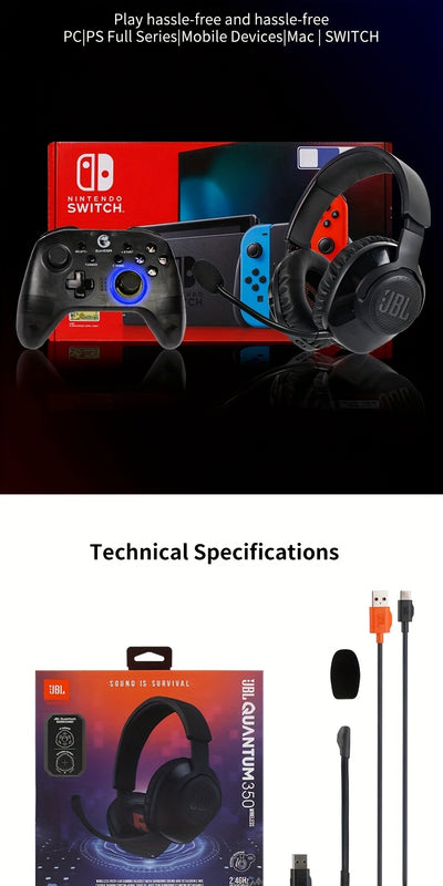 سماعة ألعاب لاسلكية JBL Quantum 350 - عمر بطارية يصل إلى 22 ساعة، عزل للضوضاء، ميكروفون قابل للفصل، وسادات أذن مريحة، شحن USB-C، مثالية لألعاب الكمبيوتر وأجهزة الألعاب، سماعة ألعاب | سماعة ألعاب مريحة | عزل للضوضاء