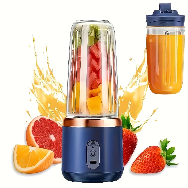 Portable Electric USB Juicer Blender, Dual Cups, Six-Blade System with Button Control, 1500mAh Rechargeble Lithium Battery for Smoothies and Citrus Drinks - Easy to Clean Food Grade Materials Essential Item at Home Kitchen Ou