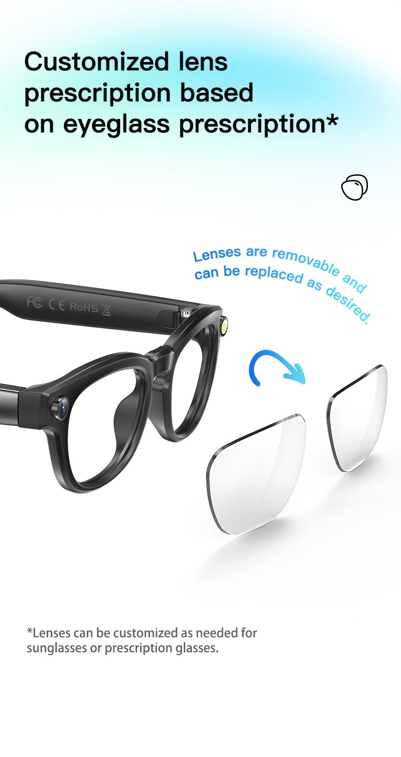 Q8 360° Surround Sound & HD Speakers Glasses with 360° Audio, HD Audio Quality, Dual-Channel Stereo Design, 360° Surround Sound Experience