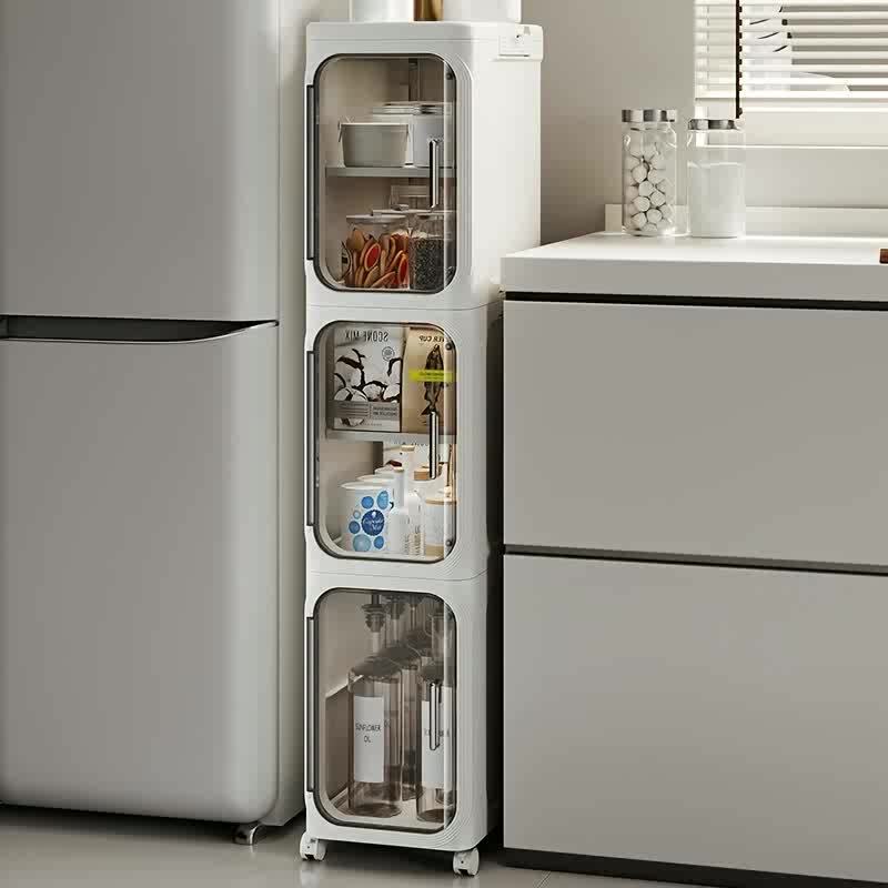 FOOYOO Slim Foldable Storage Organizer - 20.32cm Wide, Rolling Drawer for Kitchen & Bathroom, Over 3.2 Cubic Feet Capacity, Storage Drawer Units