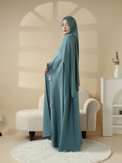 Women'S Elegant Muslim Abaya - Heavy Rhinestone-Embellished Long Sleeve Shawl Robe with Batwing Sleeves & Floor-Length Design, Loose Fit Islamic Dress for Ramadan, Prayer, Daily Wear - Modest Muslim Clothing (MOA067), Abaya F
