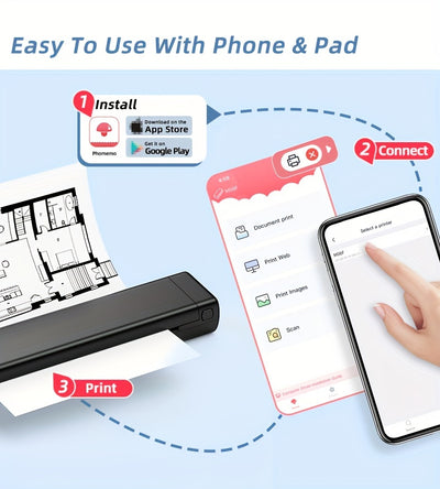 Wireless Portable Printer M08F: 21.59x27.94cm Thermal Printer, Ink Free, Mobile Printer That Can Be Used For Business, Office, Home, And Study, Compatible With Android And IOS