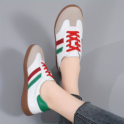 Stylish Comfort Soft Sole Flat Sports Sneakers - Round Toe, Low-Top, Breathable, Lightweight, Soft Upper, Comfortable Walking Shoes for Women - Ideal for Casual, Daily, Outdoor Activities