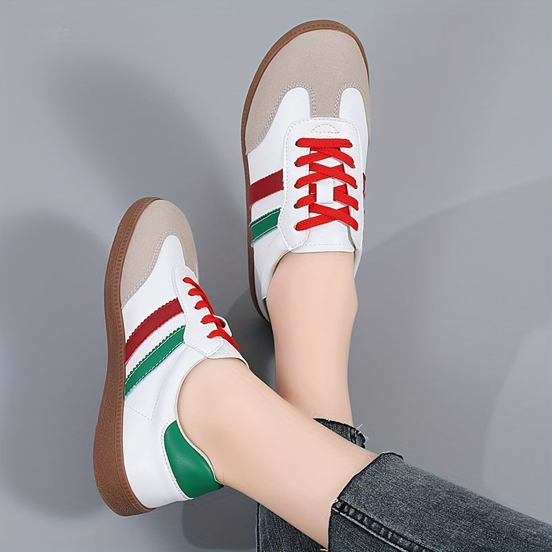 Stylish Comfort Soft Sole Flat Sports Sneakers - Round Toe, Low-Top, Breathable, Lightweight, Soft Upper, Comfortable Walking Shoes for Women - Ideal for Casual, Daily, Outdoor Activities