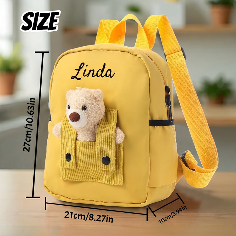 حقيبة ظهر ANLEWO على شكل دب تيدي شخصي مع اسم مخصص - حقيبة ظهر قطيفة لطيفة مع فتحات على شكل قلب وأشرطة قابلة للتعديل، وإغلاق بسحاب، حقيبة مدرسية خفيفة الوزن للبنات والأولاد وهدايا عيد الميلاد (وردي، أزرق، أحمر، أخضر، أسود، أصفر)