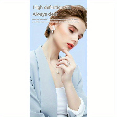 Wireless Earbuds with Long Battery Life, Mini Design, Dual Stereo Sound, Touch Control, Volume Control, Crystal Microphone, 180mAh Lithium Polymer Battery, Type-C Charging, Semi-Open Back Earcups, Non-Waterproof, Compatible w