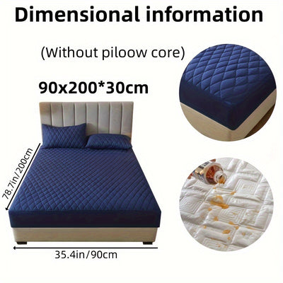 2/3pcs Set of Quilted Waterproof Bed Cover in Multiple Colors, Waterproof Mattress Protector, Bed Cover And Pillowcase Set, Non-Slip Full Coverage Bed Cover.