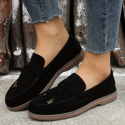 Women's Flat Shoes, Casual Slip On Outdoor Shoes, Comfy Walking Shoes With Solid Color Pendant
