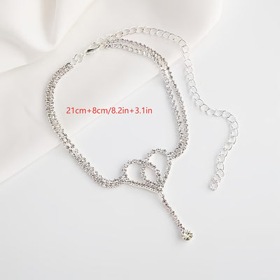 Elegant Multi-Layer Butterfly Anklet with Tassels - Sparkling Rhinestone Charm, Durable Copper, Ideal for Beach & Casual Attire, Bohemian Style Foot Jewelry|Butterfly Charm|Artificial Crystal Accent