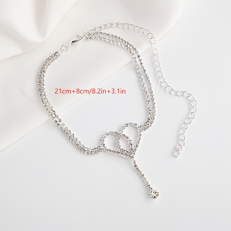 Elegant Multi-Layer Butterfly Anklet with Tassels - Sparkling Rhinestone Charm, Durable Copper, Ideal for Beach & Casual Attire, Bohemian Style Foot Jewelry|Butterfly Charm|Artificial Crystal Accent