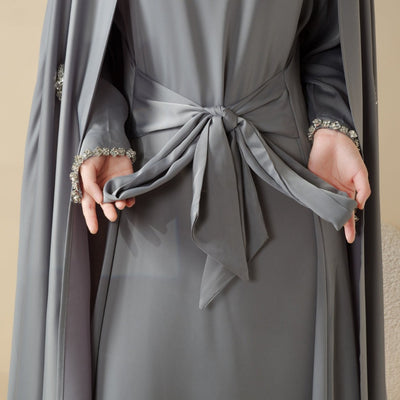 Women'S Elegant Muslim Abaya - Heavy Rhinestone-Embellished Long Sleeve Shawl Robe with Batwing Sleeves & Floor-Length Design, Loose Fit Islamic Dress for Ramadan, Prayer, Daily Wear - Modest Muslim Clothing (MOA067), Abaya F