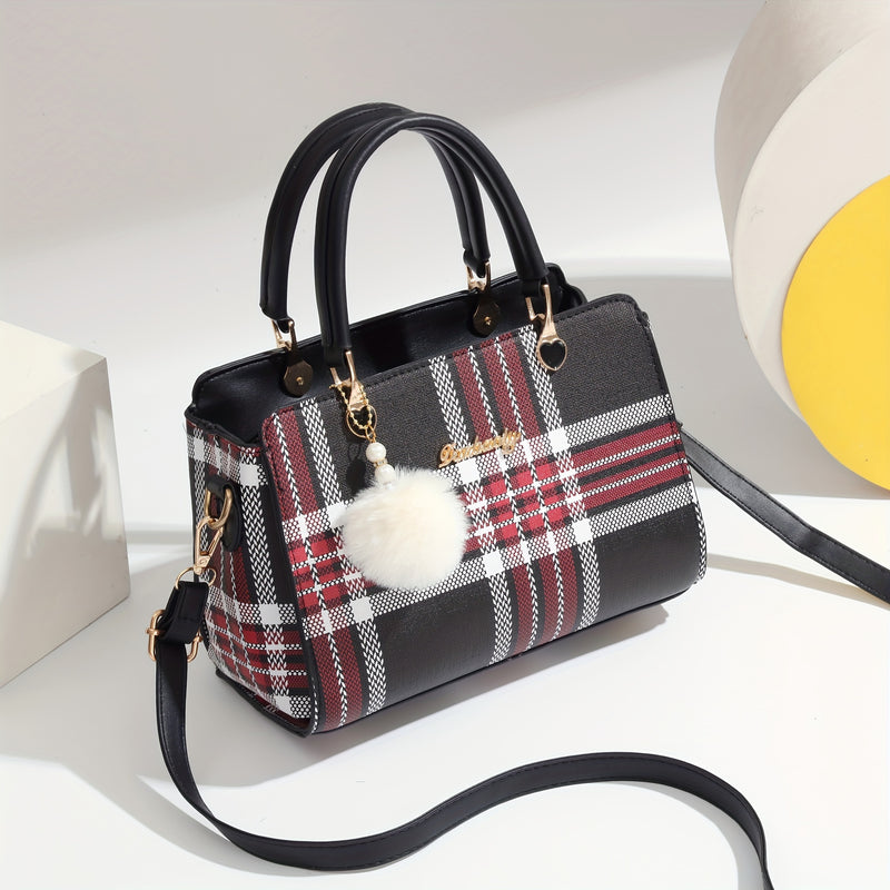 حقيبة ساتشل مزينة بأحرف، محفظة أنيقة بمقبض علوي، حقيبة كتف كبيرة الحجم للمكتب والعمل