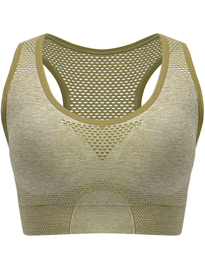3pcs Plus Size Sports Bras, Polyamide Blend, Hollow Mesh Design, Low Support, Removable Padding, Crew Neck, Medium Stretch, Knit Fabric, with Casual Wear for Women'S Activewear