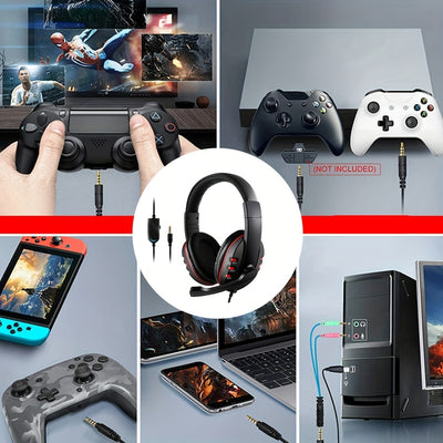 Gaming Headset With Microphone Stereo Surround Headphones Adjustable Wired Computer Gamer Earphones For PC/PS4/Xbox One Mobile