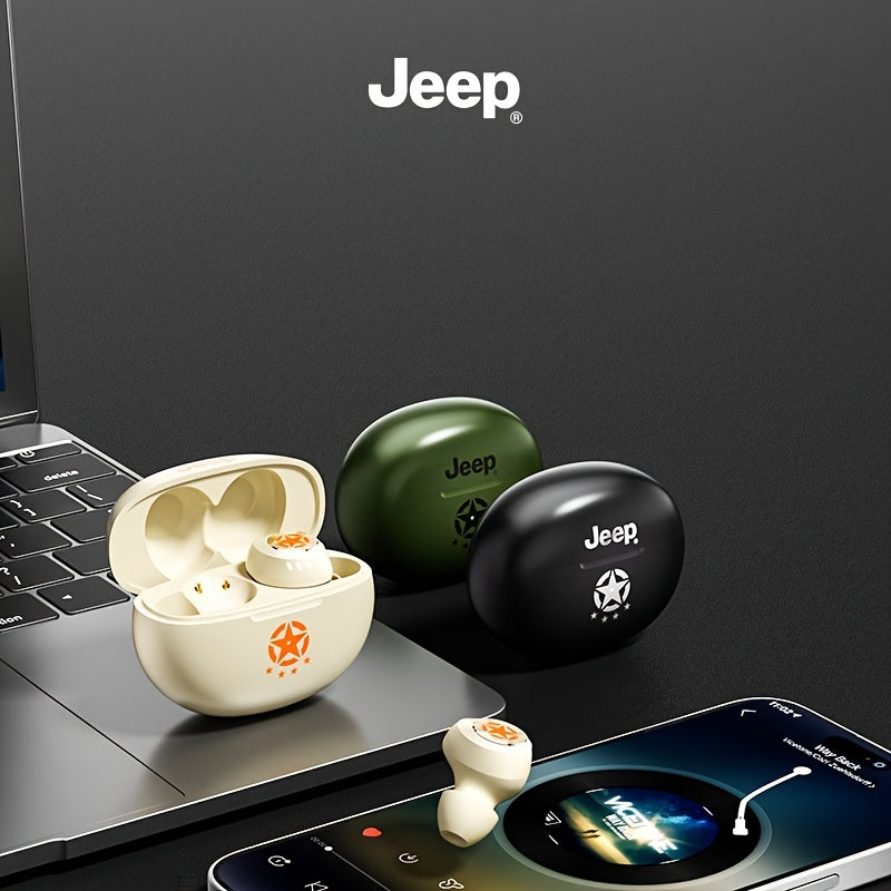 Jeep JP EW112 TWS Wireless Earbuds - Stereo Sound, HD Call Quality, Touch Control, Rechargeable Lithium Battery, USB Type-C Charging, Compatible with Cellphones, Ideal for Gaming & Music, Wireless Earbuds | Modern Earbuds | T