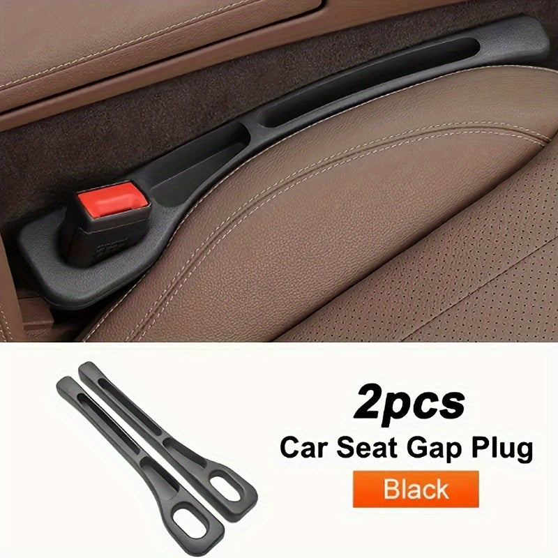 Pair of Universal Car Seat Gap Fillers: Double Slot Design for Organizing Keys, Mobile Phones, Cards, Coins, etc. - Leak-proof and Made of PC Material