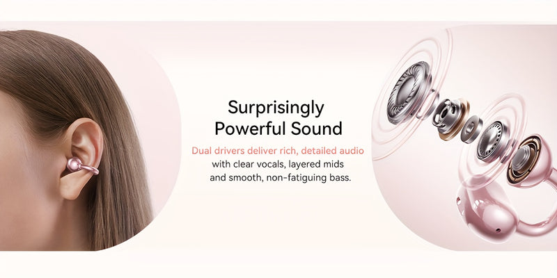 i121 Wireless Clip-On Headphones with Detachable Gemstone Earrings - 10mm Drivers, Hi-Res EQ Sound, Noise Cancellation, Clear Calls, Compatible with All Smartphones, Sports Workout & Halloween Gift, Headphones For Music, Work