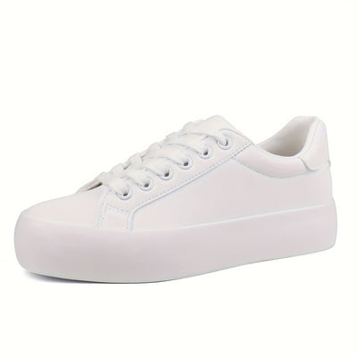 Women's Simple Platform Sneakers, Casual Lace Up Outdoor Shoes, Comfortable Low Top Shoes