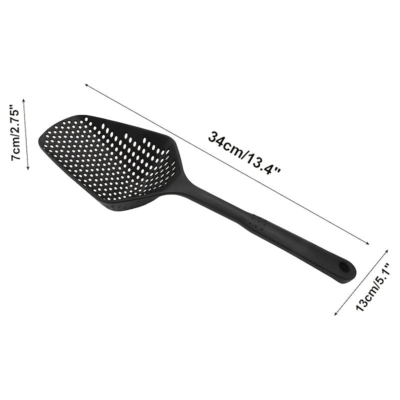 Heavy-Duty Kitchen Spatula with Long Handle - Non-Slip Grip, Efficient Drainage for Pasta, Fries, Vegetables - Rust-Resistant, Easy-Clean - Ideal for Home & Professional Kitchens - Modern Kitchen Utensil, Food Preparation, Po