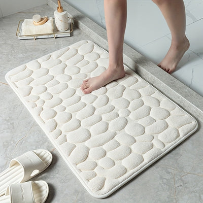 1pc Anti Slip Pebble Pattern Soft Absorbent Foot Pads for Bathroom, Bedroom & Kitchen - Absorbs water and reduces slipping