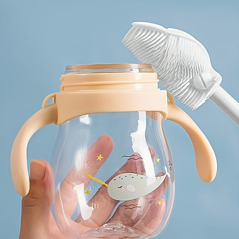 1pc 360° Silicone Cleaning Brush with Foldable Head & Long Handle - Reusable, Portable Scrubber for Bottles, Cups, Kitchen Surfaces - Durable Non-Scratch Design for Indoor/Outdoor Use, Versatile Cleaning Brush | Long Handle